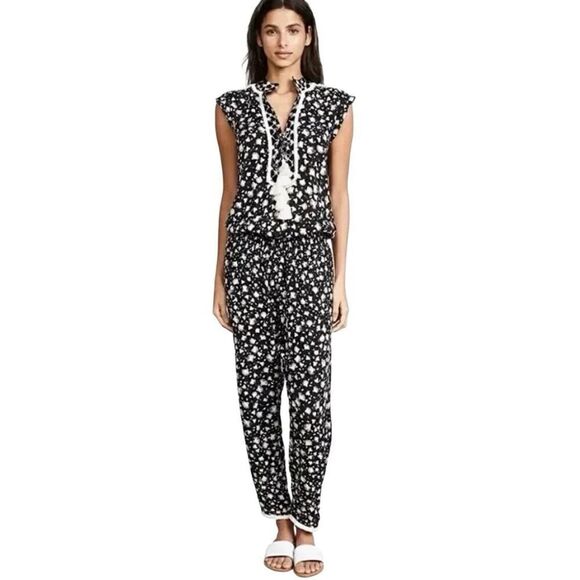 Poupette St. Barth Donna Jumpsuit in Black and White Size M - Picture 1 of 12